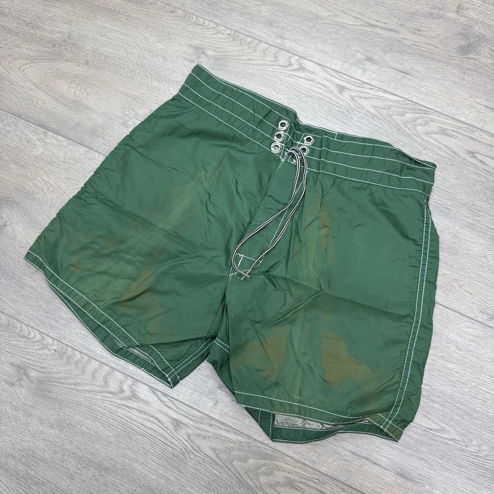 VTG Birdwell‎ Beach Britches Green Swim Trunks Men's Short FLAW Pocket